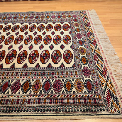 Turkmen Tekke Wool Rug 150x200 cm (5' x 7' ft) Beige