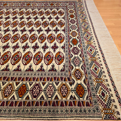 Turkoman Tekke Square Wool Rug 200 x 200cm (7' x 7' ft) Beige