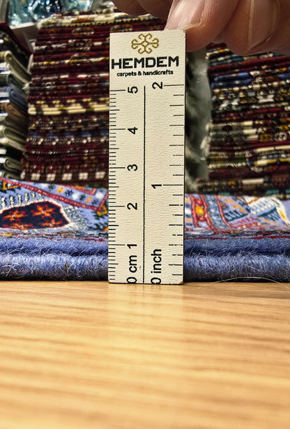 Authentic Handknotted Teke Wool Rug 205 x 305 cm (7' x 10' ft) Blue