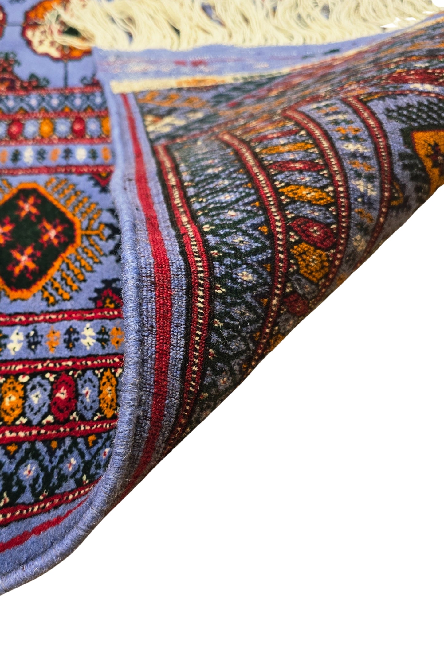 Authentic Handknotted Teke Wool Rug 205 x 305 cm (7' x 10' ft) Blue