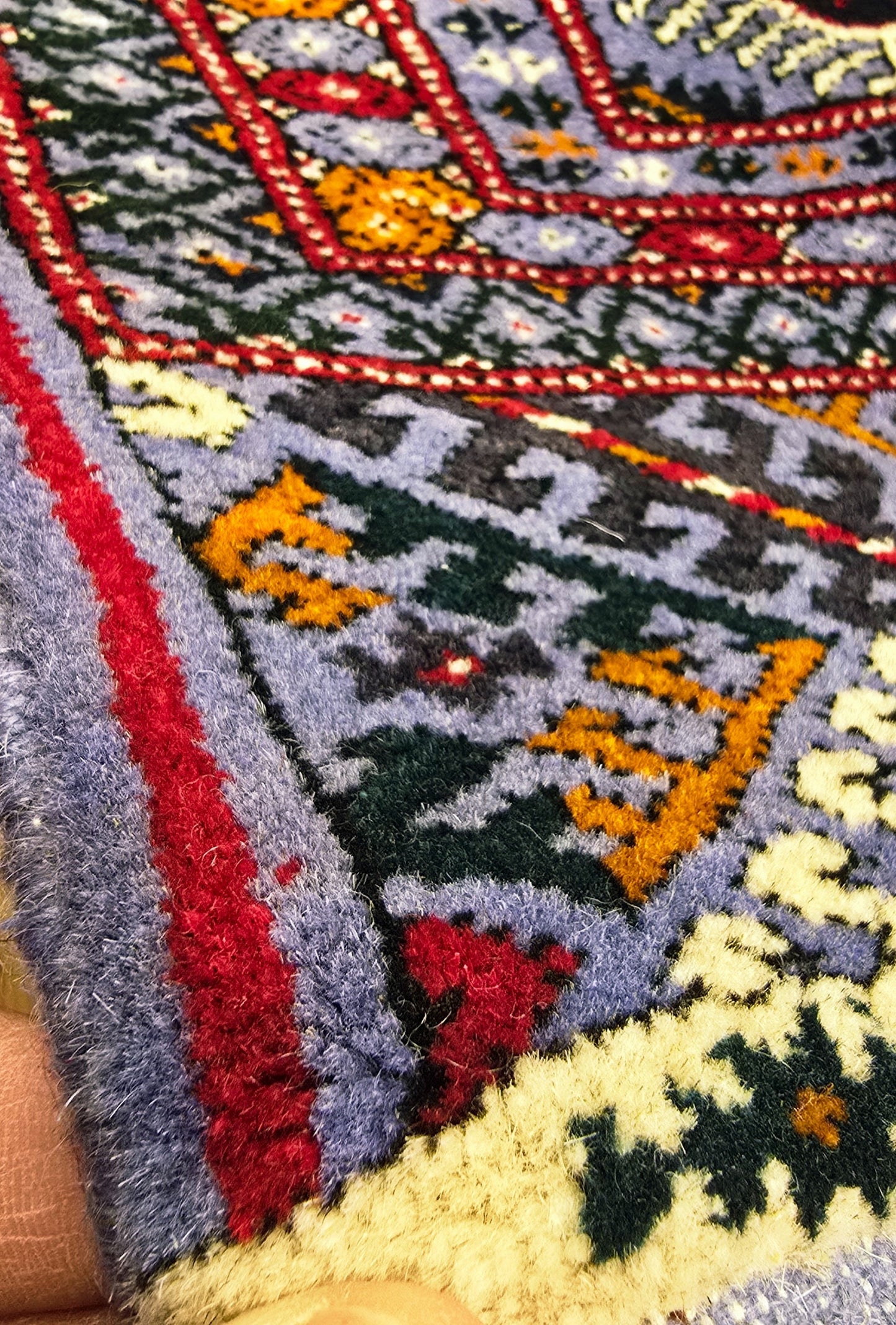 Authentic Handknotted Teke Wool Rug 205 x 305 cm (7' x 10' ft) Blue