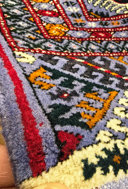 Authentic Handknotted Teke Wool Rug 205 x 305 cm (7' x 10' ft) Blue