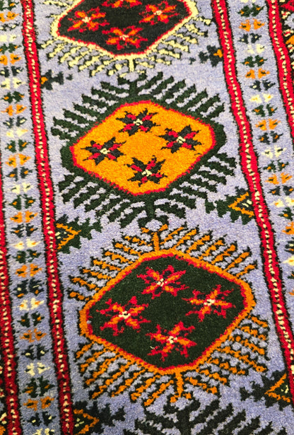 Authentic Handknotted Teke Wool Rug 205 x 305 cm (7' x 10' ft) Blue