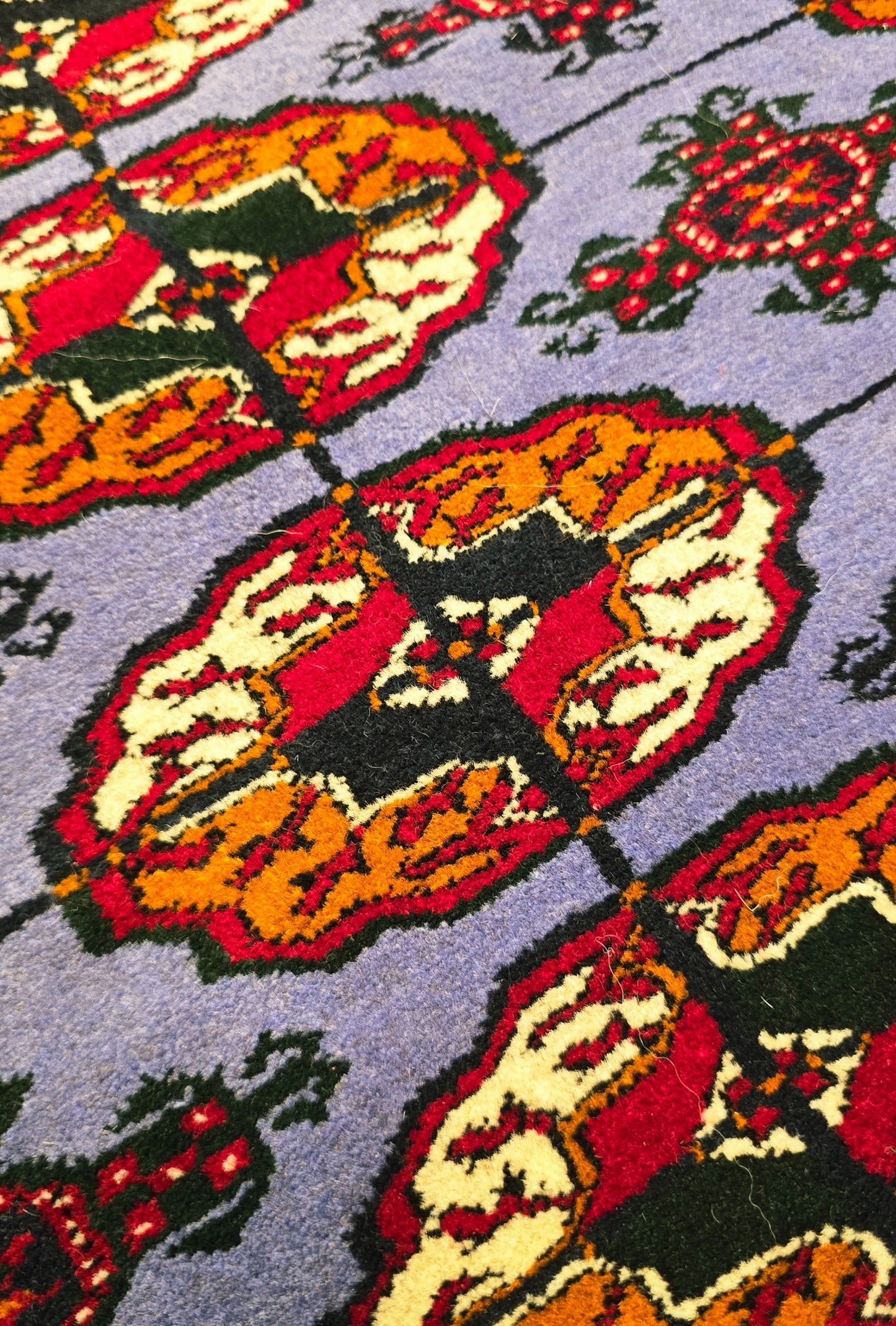 Authentic Handknotted Teke Wool Rug 205 x 305 cm (7' x 10' ft) Blue