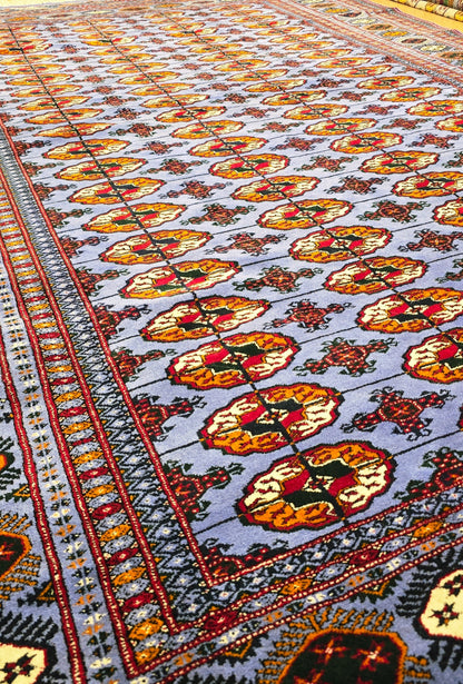 Authentic Handknotted Teke Wool Rug 205 x 305 cm (7' x 10' ft) Blue