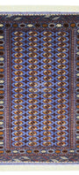 Authentic Handknotted Teke Wool Rug 205 x 305 cm (7' x 10' ft) Blue