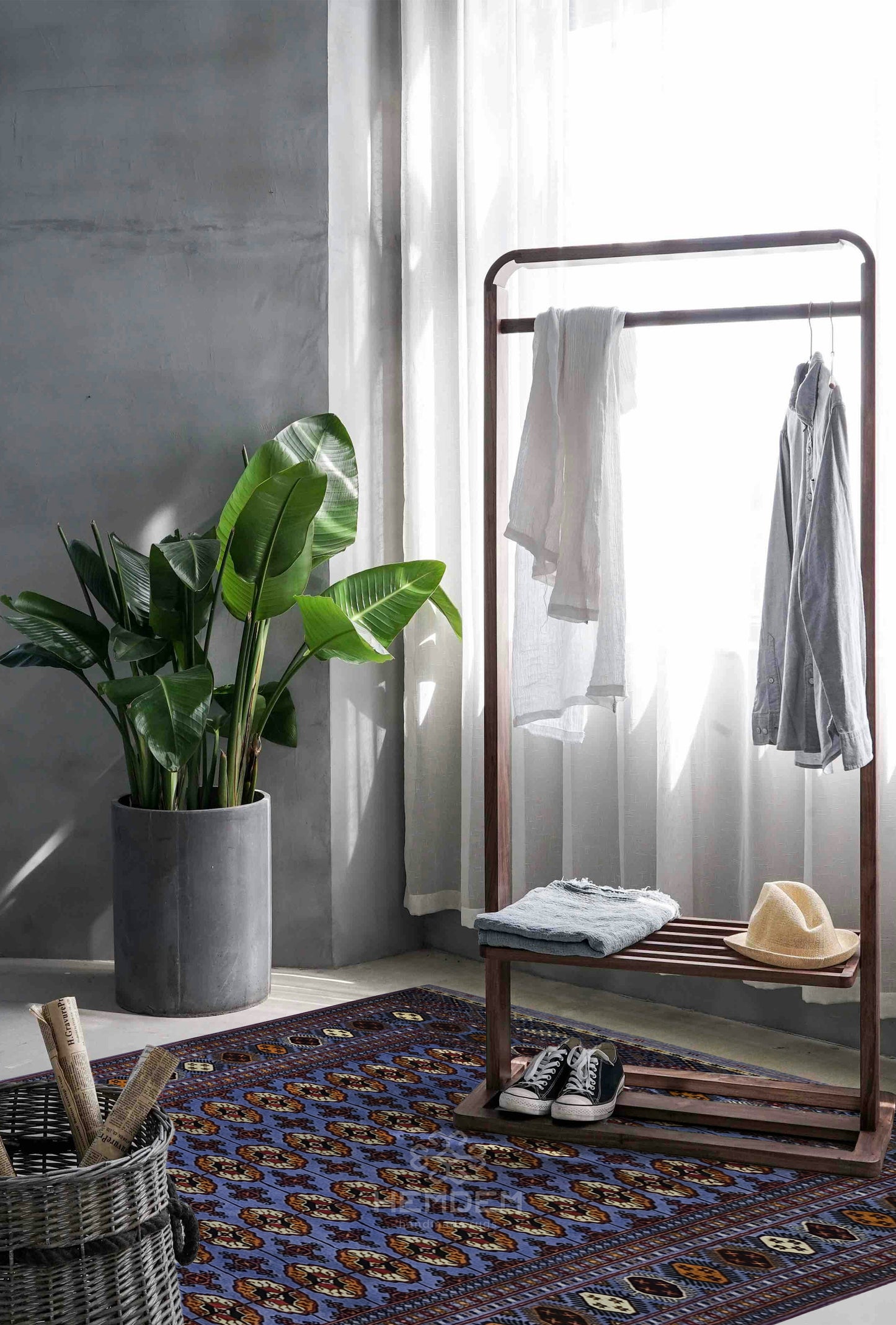 Authentic Handknotted Teke Wool Rug 205 x 305 cm (7' x 10' ft) Blue