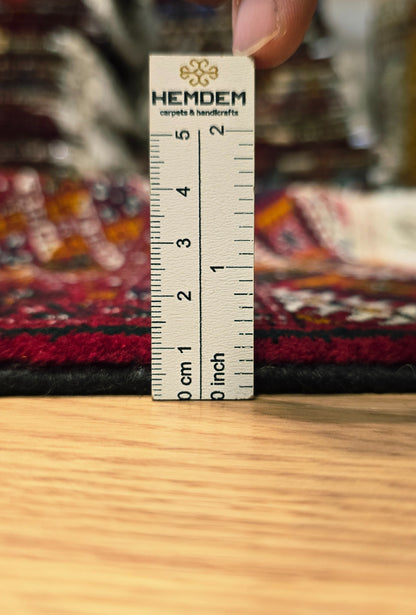 Rare Turkoman Yomut Kepse Eagle Gul Handknotted Wool Rug 207 x 310cm (7x10 ft) Red