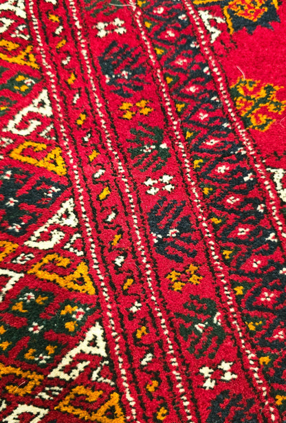 Rare Turkoman Yomut Kepse Eagle Gul Handknotted Wool Rug 207 x 310cm (7x10 ft) Red