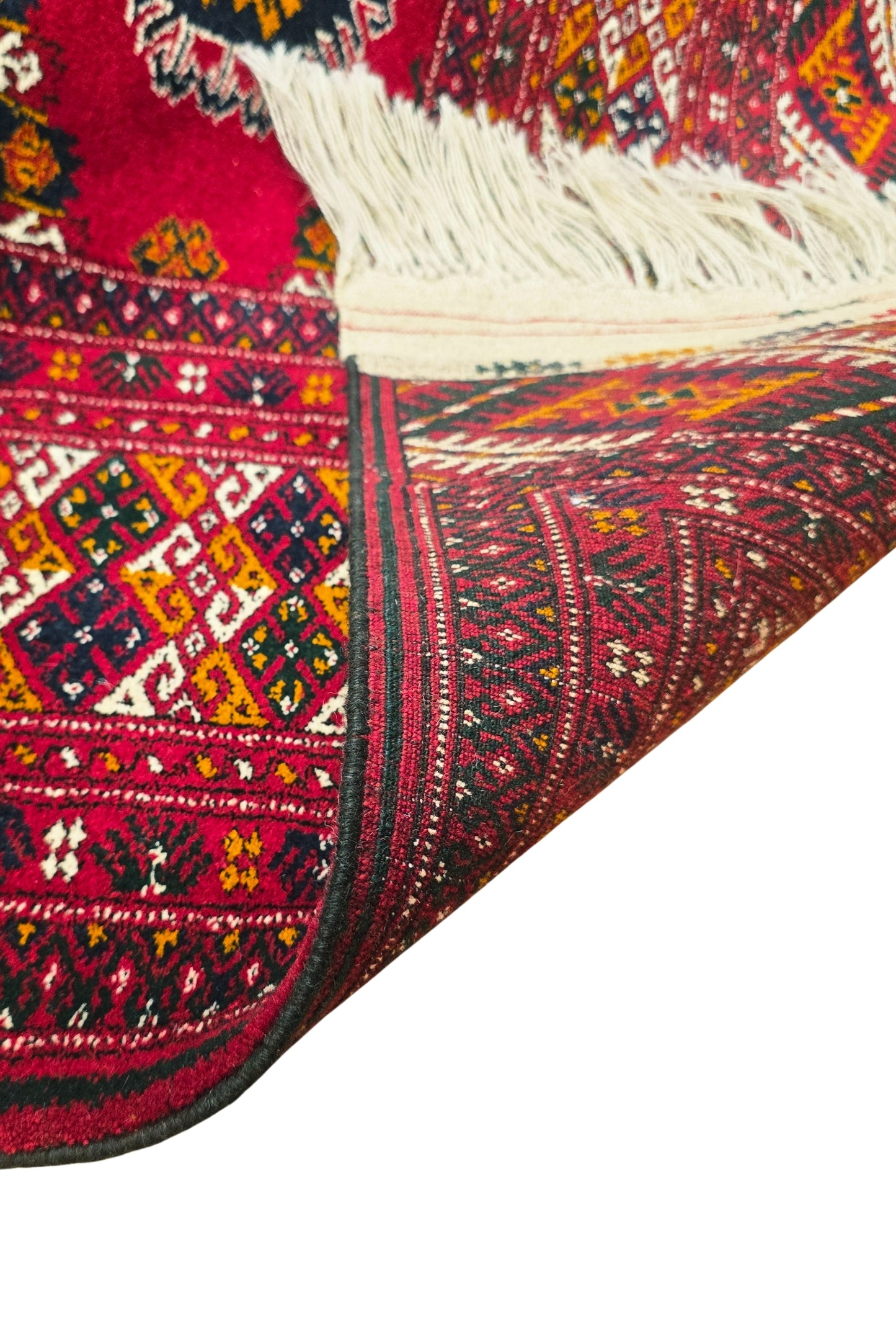 Rare Turkoman Yomut Kepse Eagle Gul Handknotted Wool Rug 207 x 310cm (7x10 ft) Red