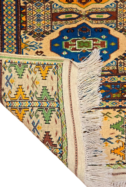 Türkmen Halısı El Dokuma Darvaza Yün Halısı 136 x 203cm (4.5' x 7' ft) Bej