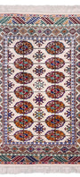 Handmade Turkoman Tekke Silk Rug 84 x 120 cm (3'x4' ft) Beige