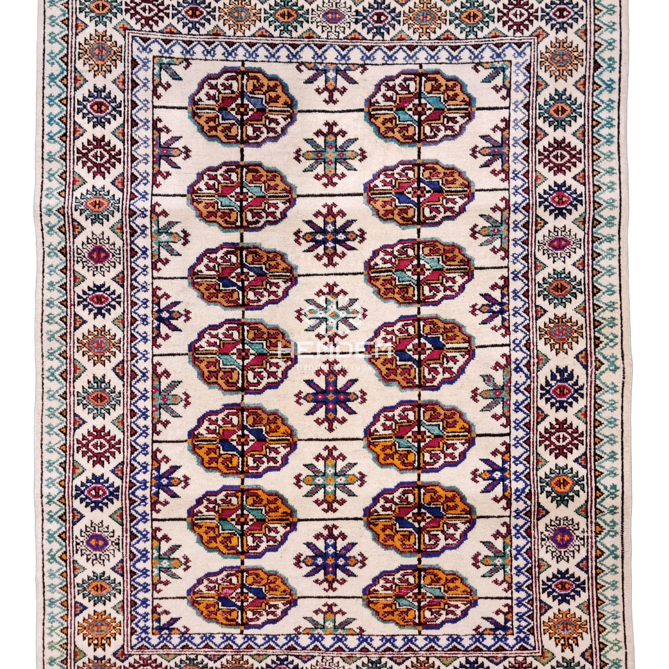 Handmade Turkoman Tekke Silk Rug 84 x 120 cm (3'x4' ft) Beige