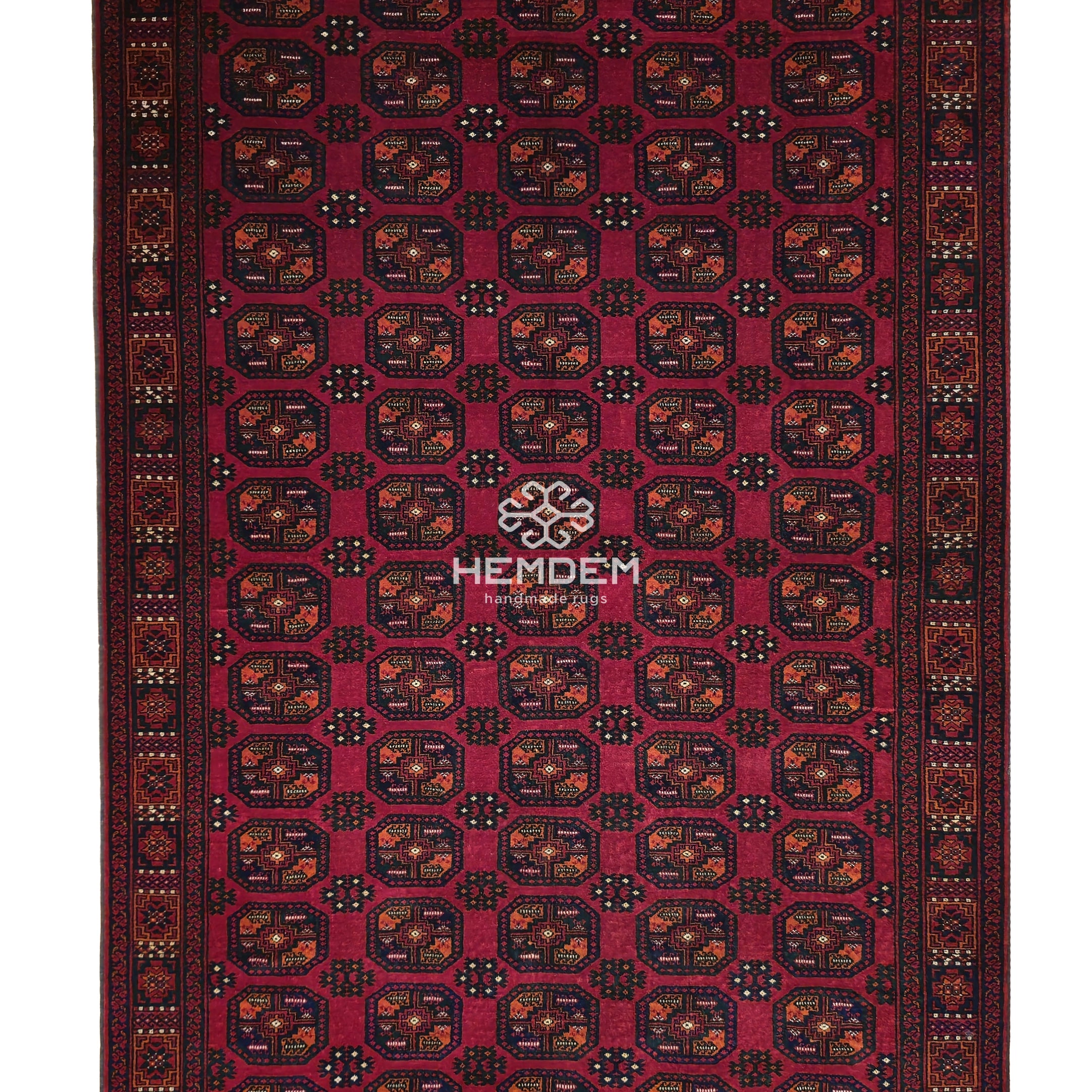 Vintage Handmade Afghan Temerchin Design Wool Rug 195 x 300cm (7' x 10' ft) Red