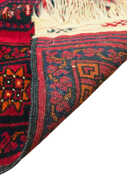 Vintage Handmade Afghan Temerchin Desing Wool Rug 195 x 300cm (7' x 10' ft) Red