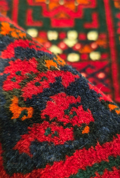 Vintage Handmade Afghan Temerchin Desing Wool Rug 195 x 300cm (7' x 10' ft) Red