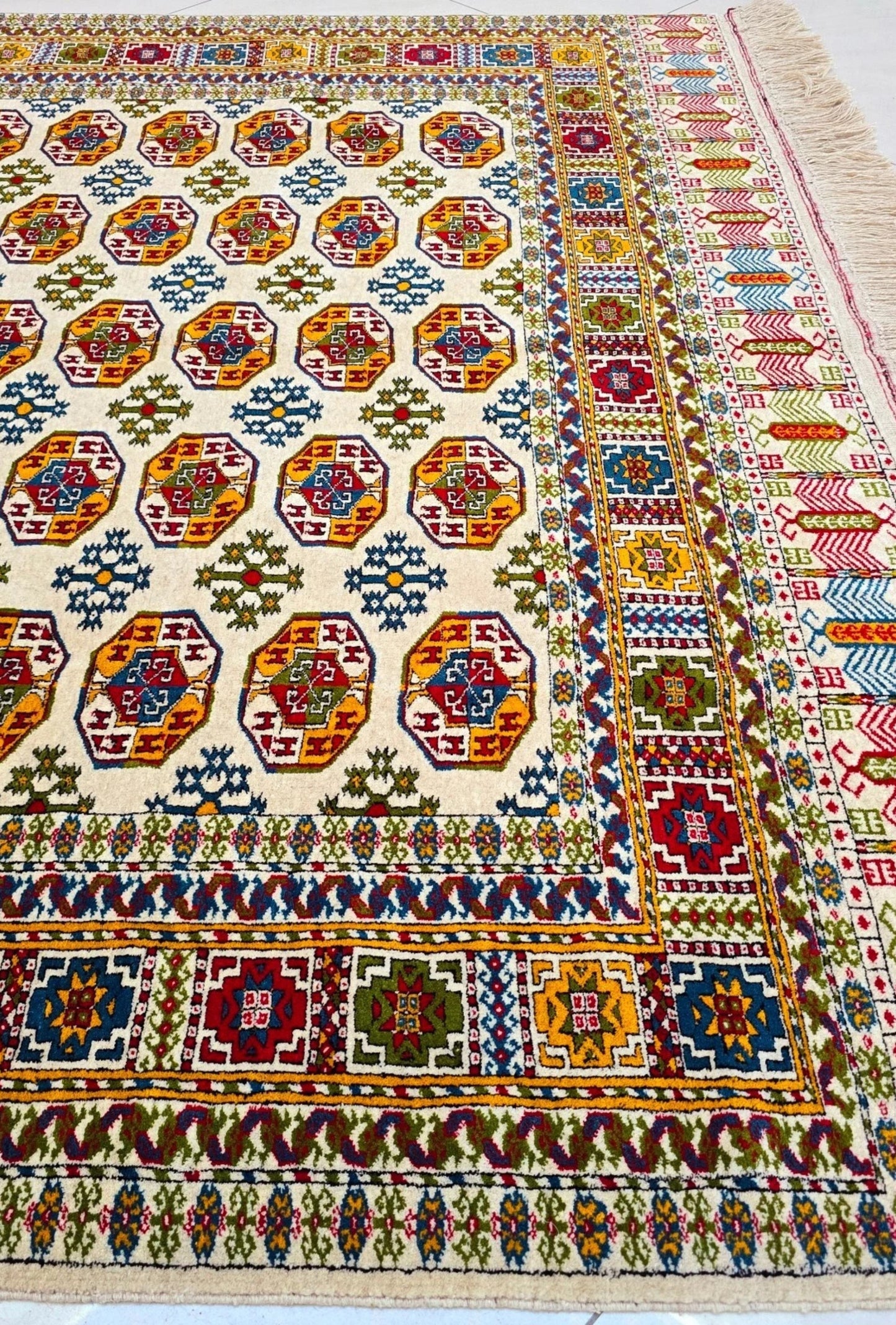 Antique Design Tauk Nuska Kizil Ayak Handknotted Wool Rug 200x300cm (7' x 10' ft) Beige