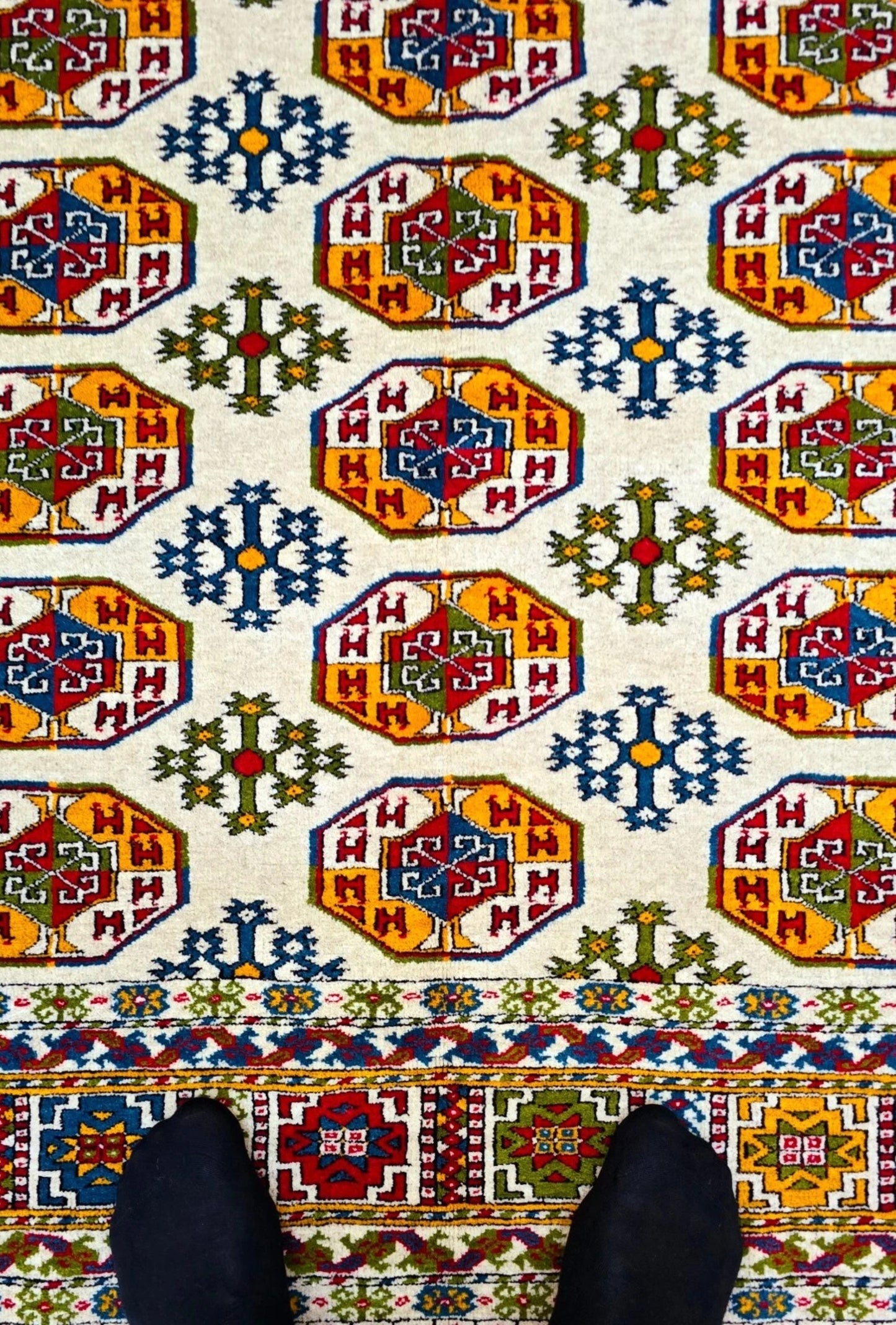 Antique Design Tauk Nuska Kizil Ayak Handknotted Wool Rug 200x300cm (7' x 10' ft) Beige