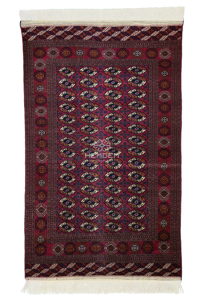Turkmen Rug Antique Handknotted Wool Rug 155 x 250cm (5' x 8' ft) Red