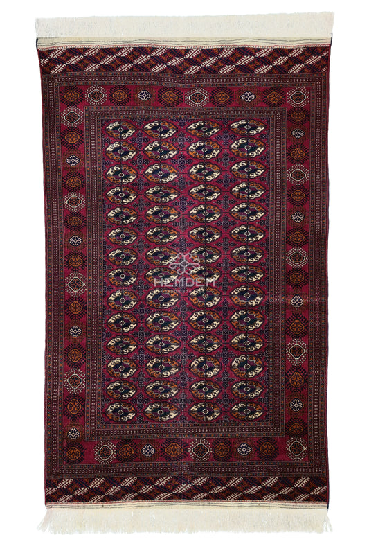Turkmen Rug Antique Handknotted Wool Rug 155 x 250cm (5' x 8' ft) Red