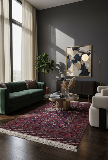 Turkmen Rug Antique Handknotted Wool Rug 155 x 250cm (5' x 8' ft) Red