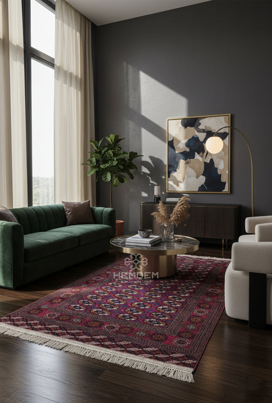 Turkmen Rug Antique Handknotted Wool Rug 155 x 250cm (5' x 8' ft) Red