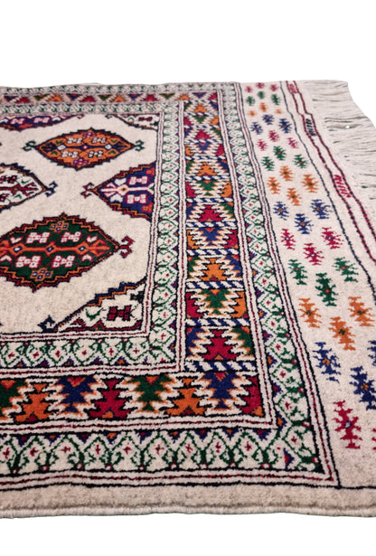 Turkoman Chaodor Oertmen Wool Rug 84x124 cm (3'x4' ft) Beige