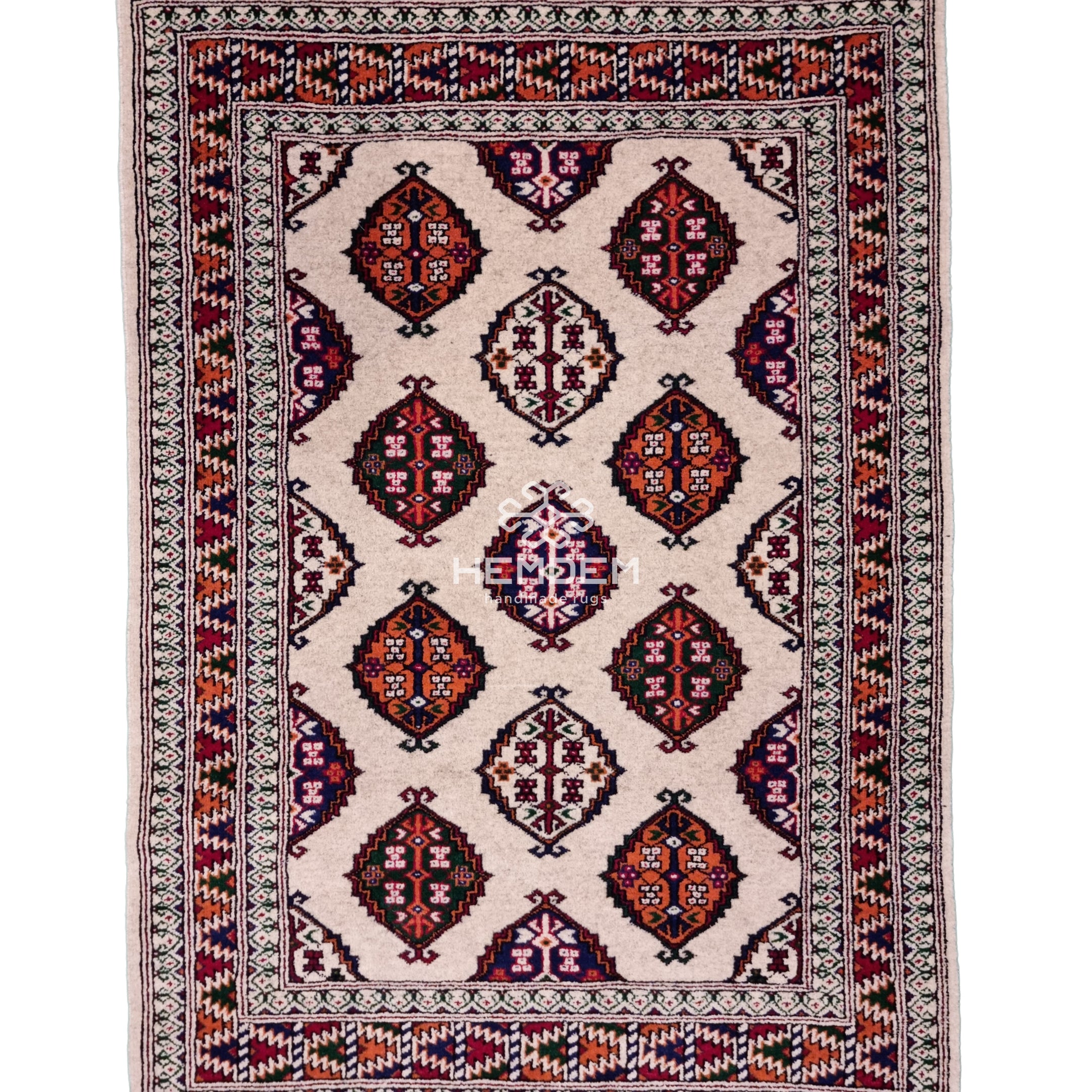 Turkoman Chaodor Oertmen Wool Rug 84x124 cm (3'x4' ft) Beige