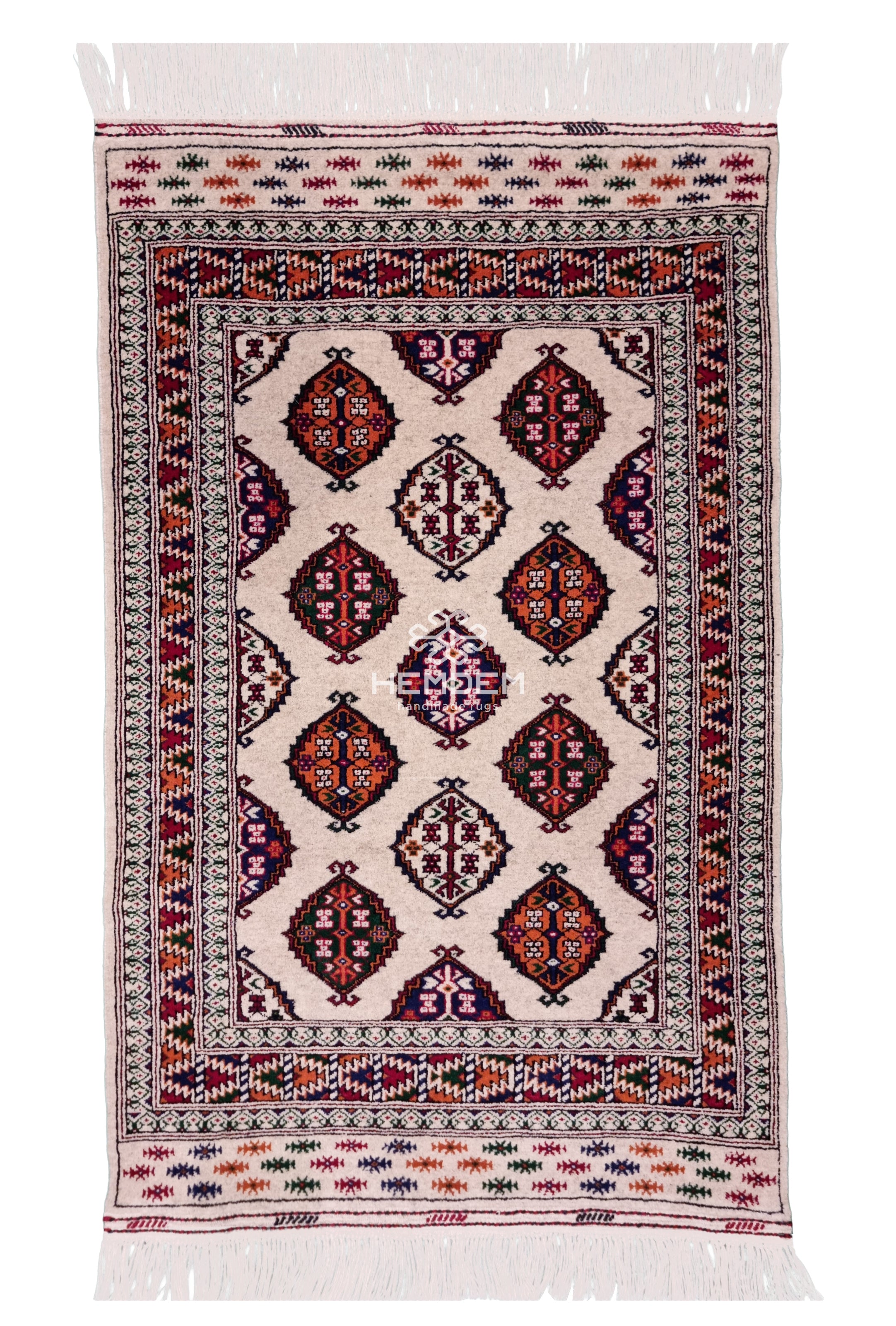 Turkoman Chaodor Oertmen Wool Rug 84x124 cm (3'x4' ft) Beige
