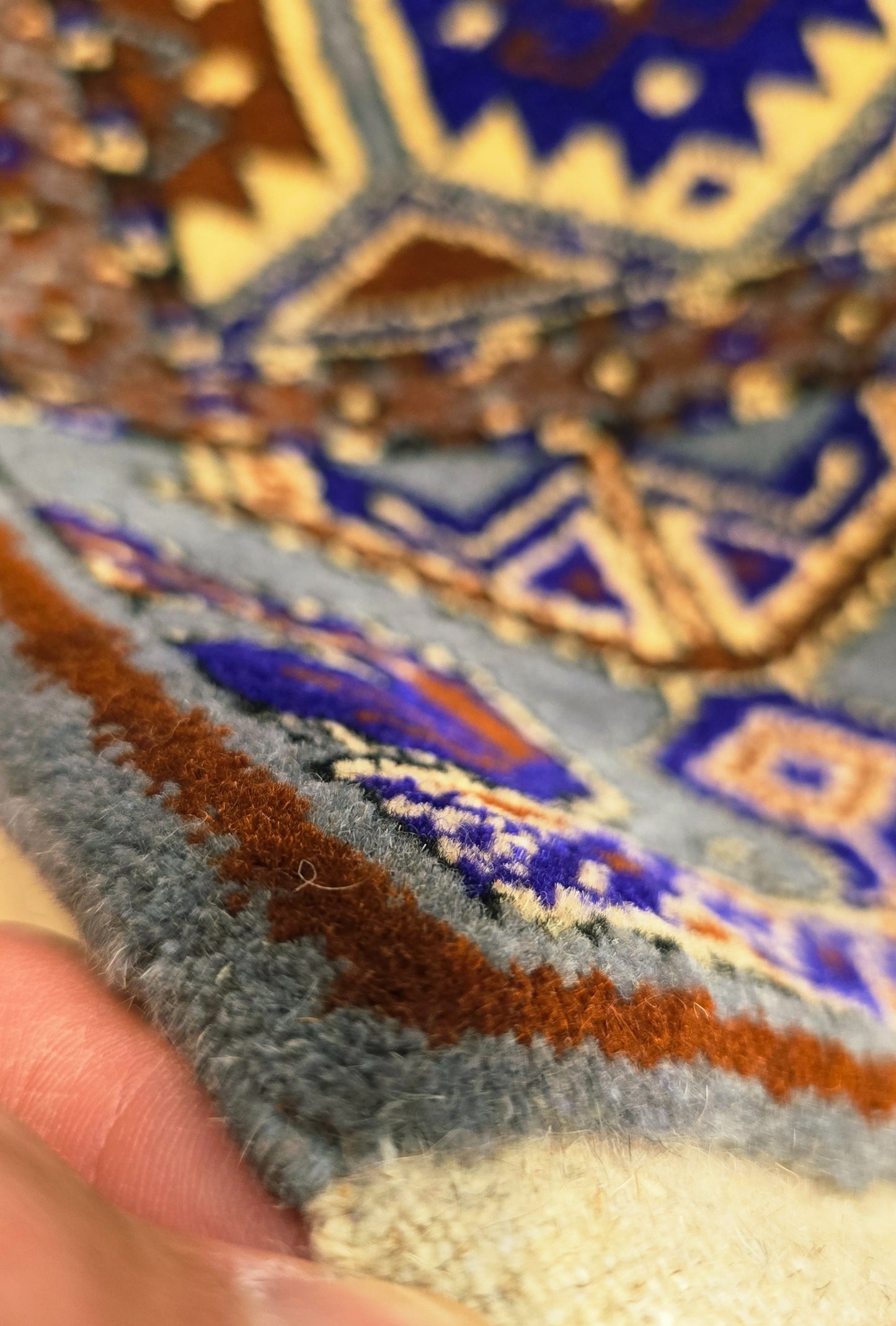 Turkoman Chaodor Oertmen Wool Rug 136x220 cm (4.4'x8' ft) Blue