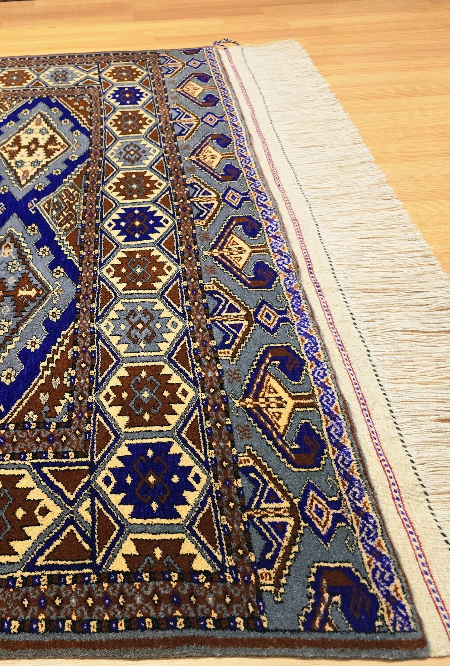 Turkoman Chaodor Oertmen Wool Rug 136x220 cm (4.4'x8' ft) Blue
