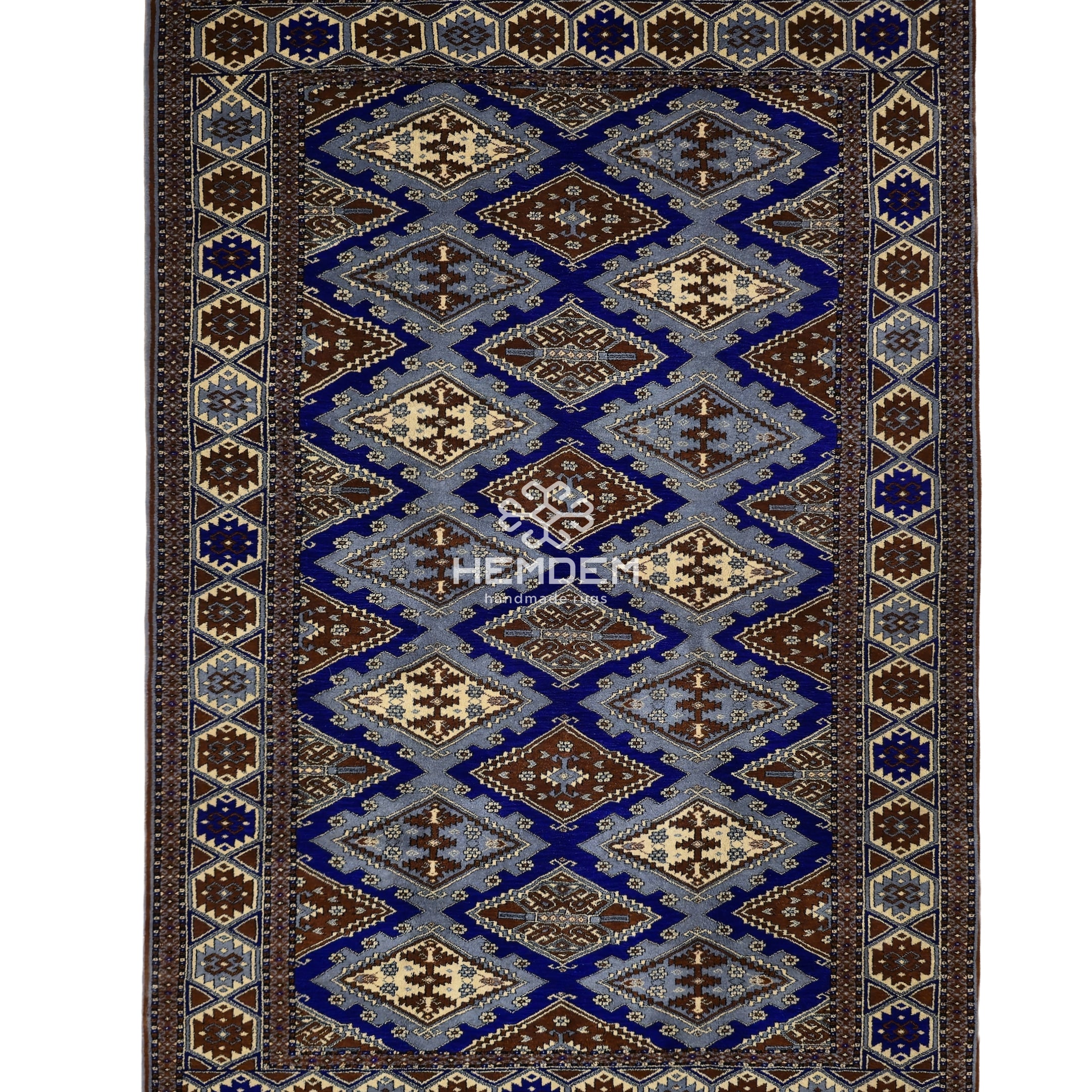 Turkoman Chaodor Oertmen Wool Rug 136x220 cm (4.4'x8' ft) Blue