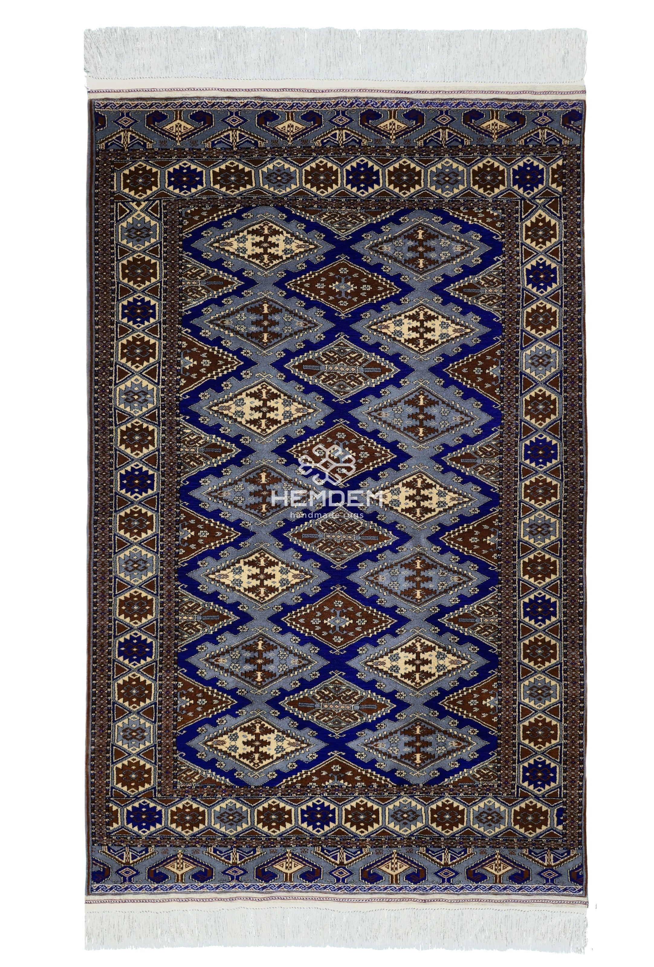 Turkoman Chaodor Oertmen Wool Rug 136x220 cm (4.4'x8' ft) Blue