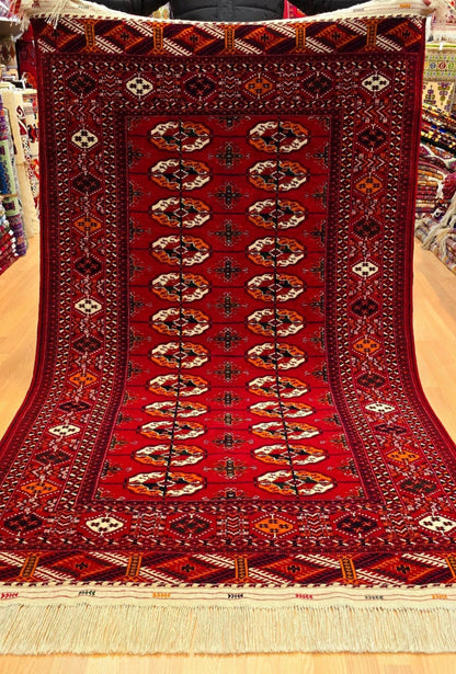 Bokhara Wool Handmade Luxury Oriental Area Rug 140 - 220cm(4'6 x 7'2 ft) Red