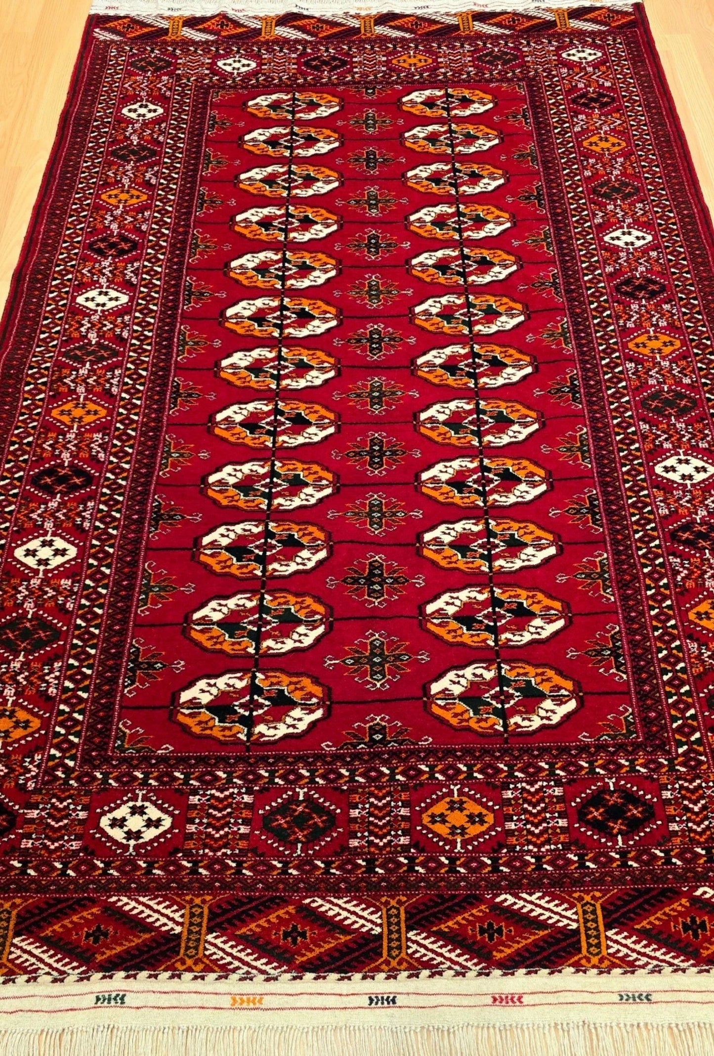 Bokhara Wool Handmade Luxury Oriental Area Rug 140 - 220cm(4'6 x 7'2 ft) Red