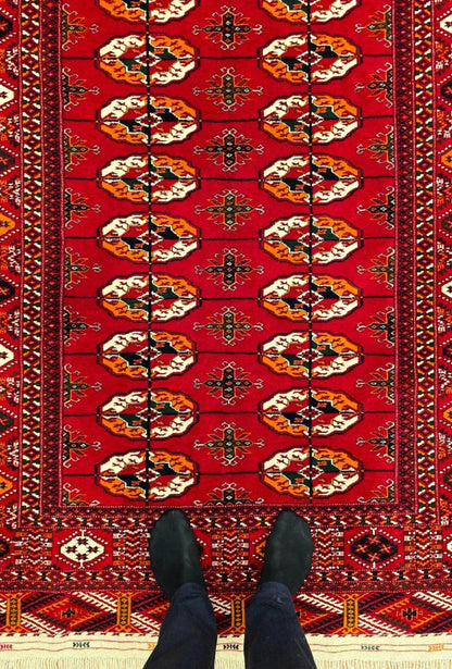 Bokhara Wool Handmade Luxury Oriental Area Rug 140 - 220cm(4'6 x 7'2 ft) Red