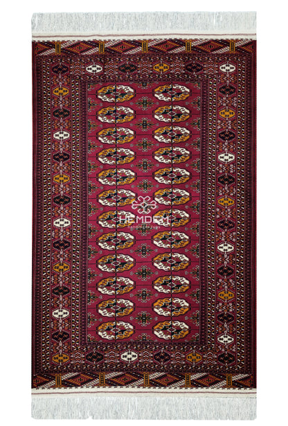 Bokhara Wool Handmade Luxury Oriental Area Rug 140 - 220cm(4'6 x 7'2 ft) Red