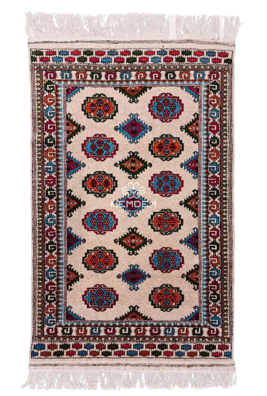 Turkoman Chaodor Oertmen Wool Rug 80x120 cm (3'x4' ft) Beige