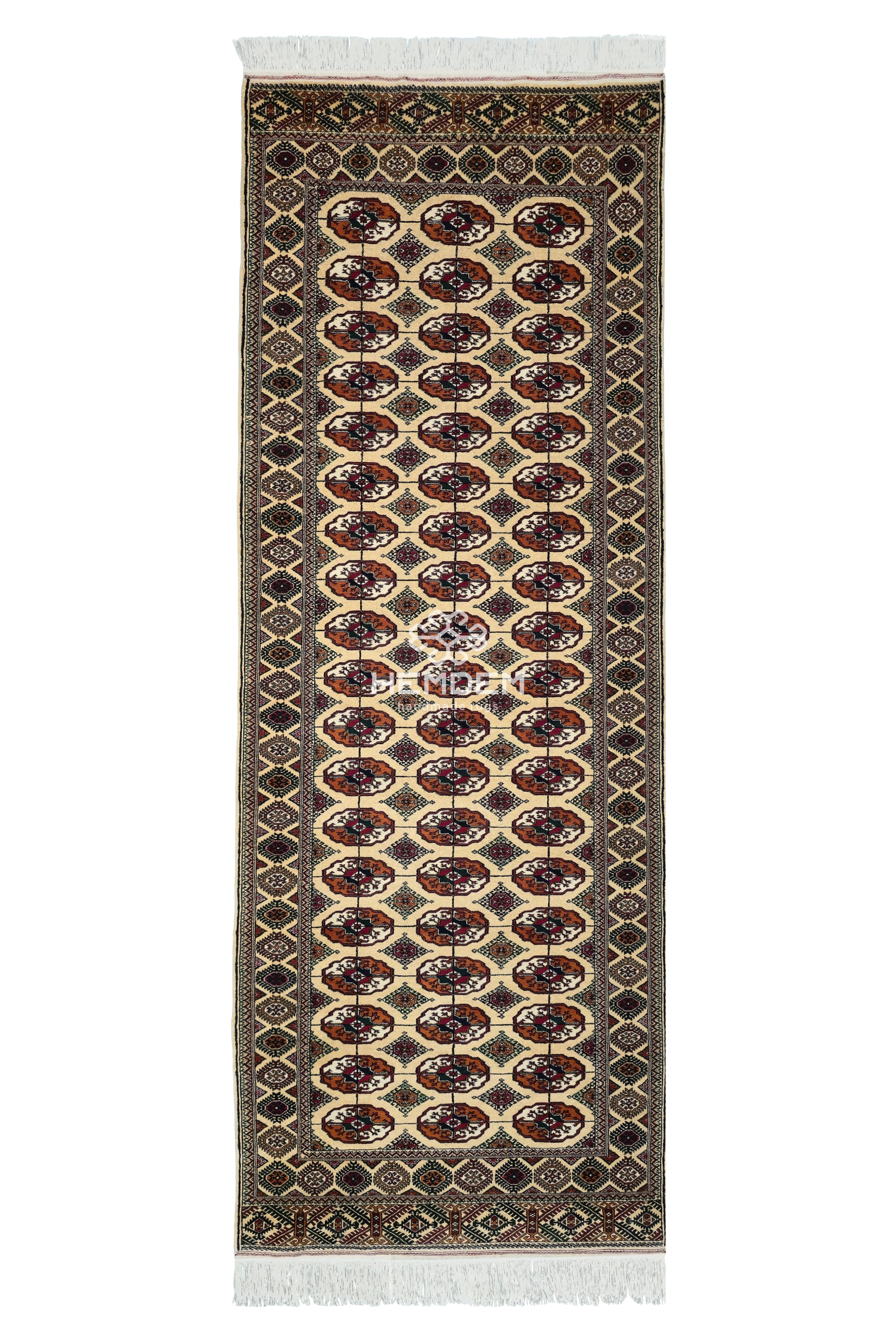 Handmade Hallway Rug Oriental Wool Corridor Carpet Runner Rug 125x340 cm (4'x11' ft) Beige