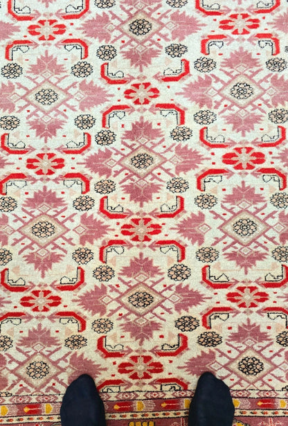 Ersari Beshir Handknotted Wool Rug 200x300cm (7' x 10' ft) Beige
