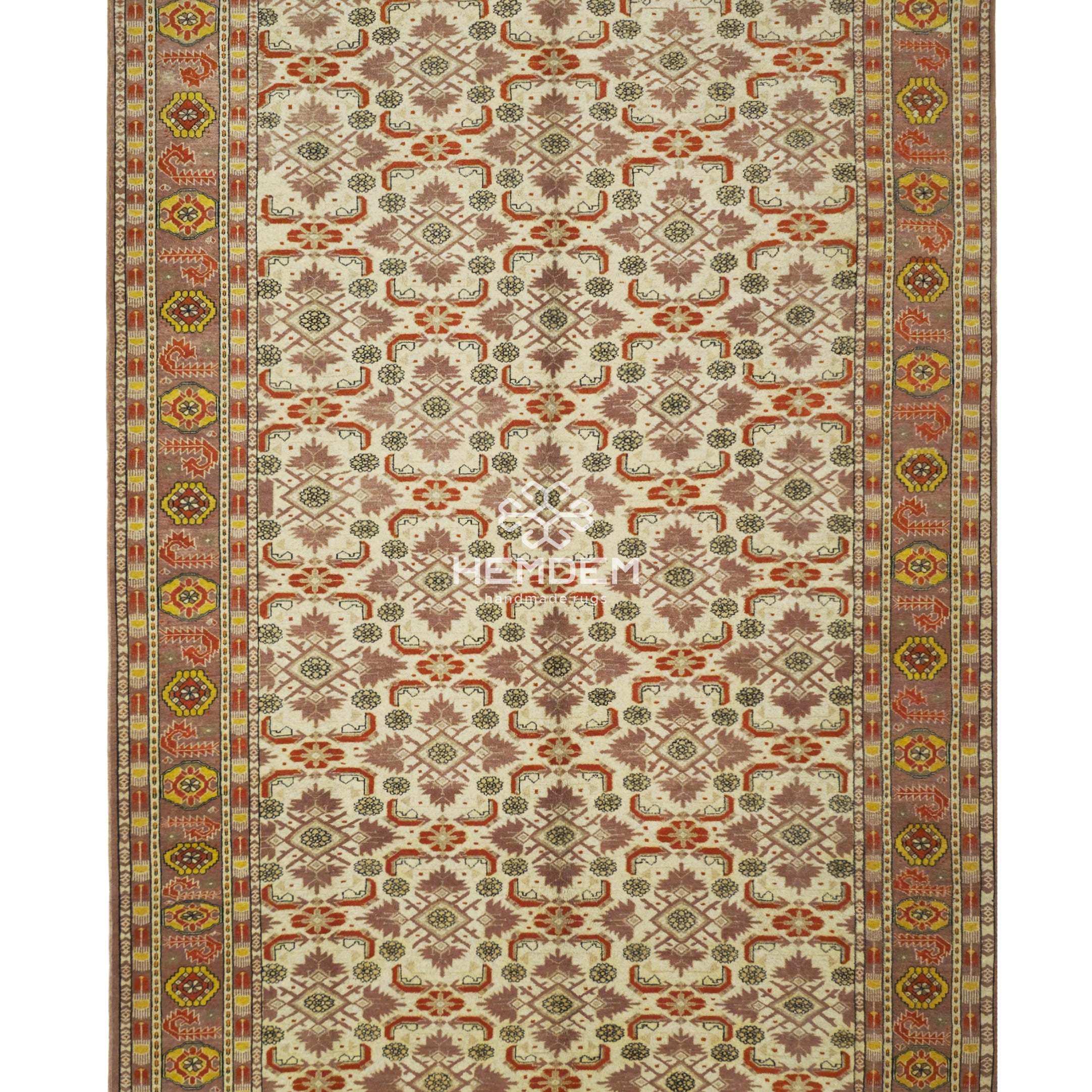 Ersari Beshir Handknotted Wool Rug 200x300cm (7' x 10' ft) Beige