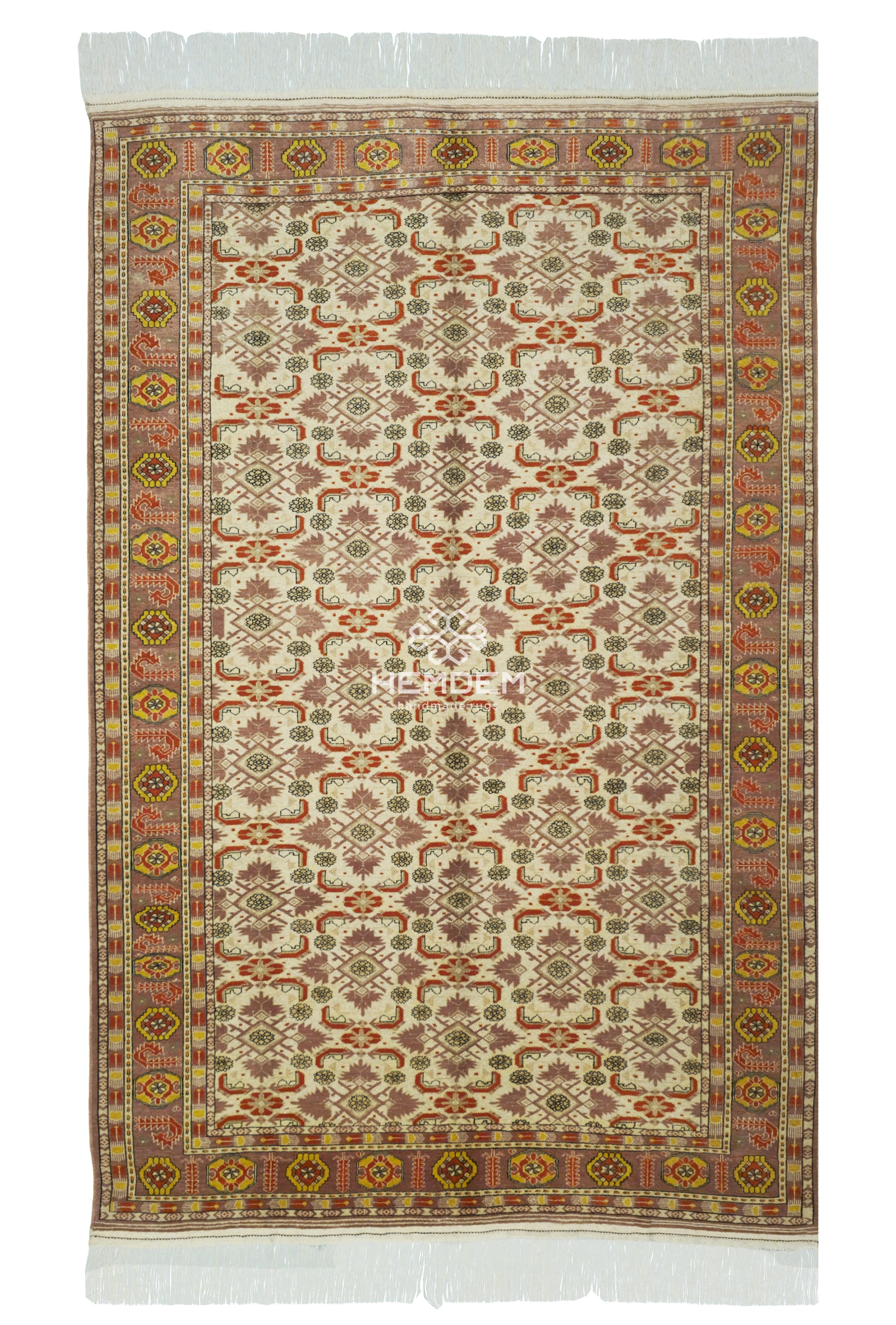Ersari Beshir Handknotted Wool Rug 200x300cm (7' x 10' ft) Beige