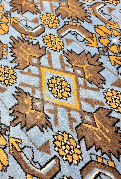 Floral Ersari Beshir Handmade Wool Rug 200x300cm (7' x 10' ft) Blue