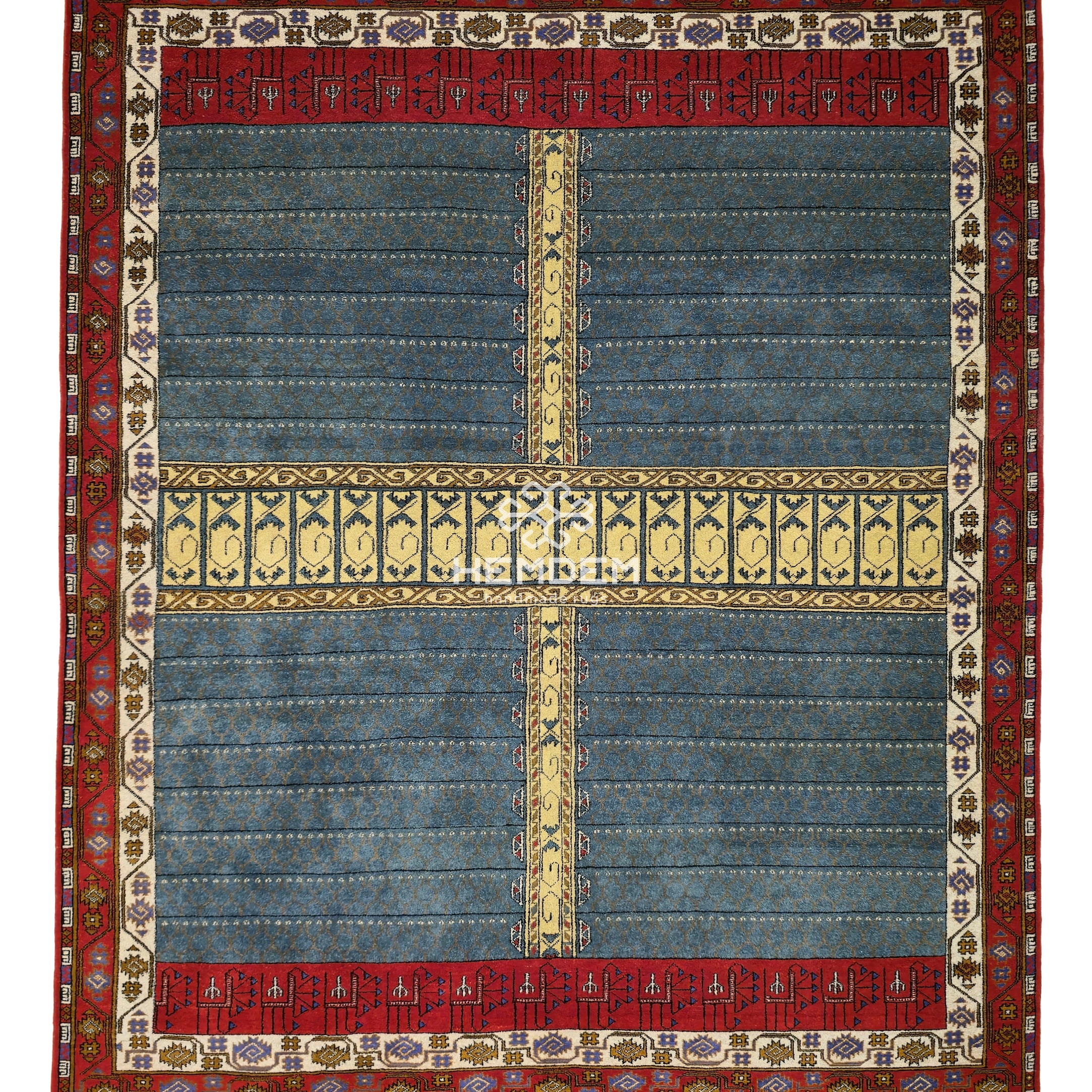 Handmade Ensi Wool Rug 175x240cm (5.7' x 7.9' ft) – Tiffany Blue, Boho Decor, Rare Rug