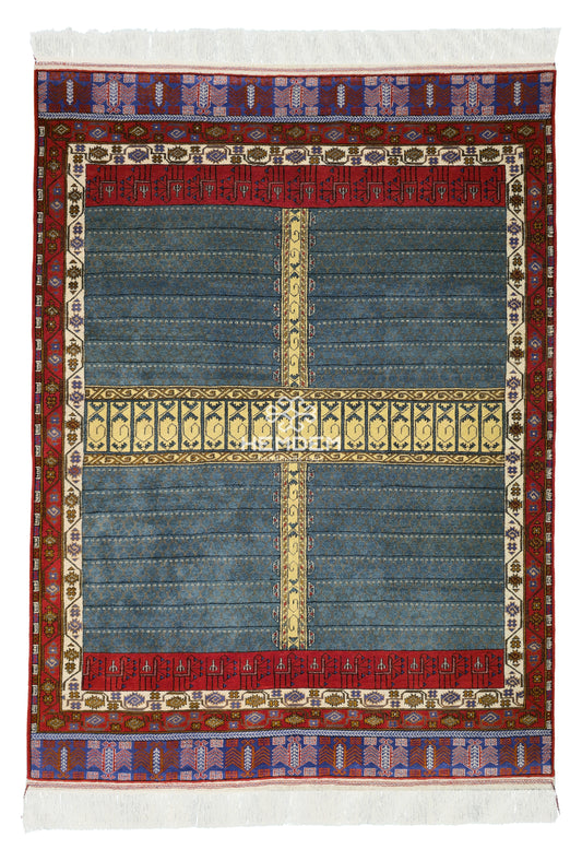 Handmade Ensi Wool Rug 175x240cm (5.7' x 7.9' ft) – Tiffany Blue, Boho Decor, Rare Rug
