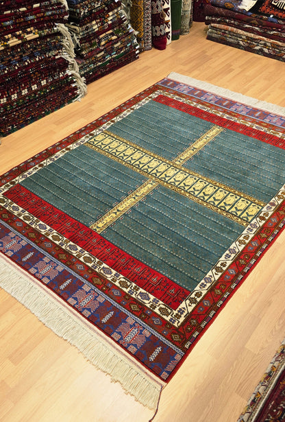 Handmade Ensi Wool Rug 175x240cm (5.7' x 7.9' ft) – Tiffany Blue, Boho Decor, Rare Rug