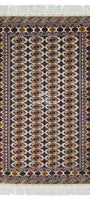 Hand-Knotted Turkoman Beige Wool Rug Bukhara Carpet 200x300 cm (7' x 10' ft) Beige