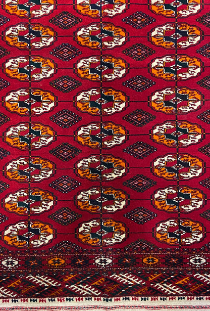 Handknotted Turkmen Rug Tekke Wool Rug 100 x 154 cm (3'x5' ft) Red
