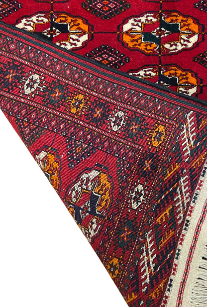 Handknotted Turkmen Rug Tekke Wool Rug 100 x 154 cm (3'x5' ft) Red