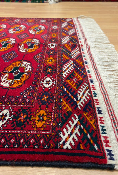 Handknotted Turkmen Rug Tekke Wool Rug 100 x 154 cm (3'x5' ft) Red